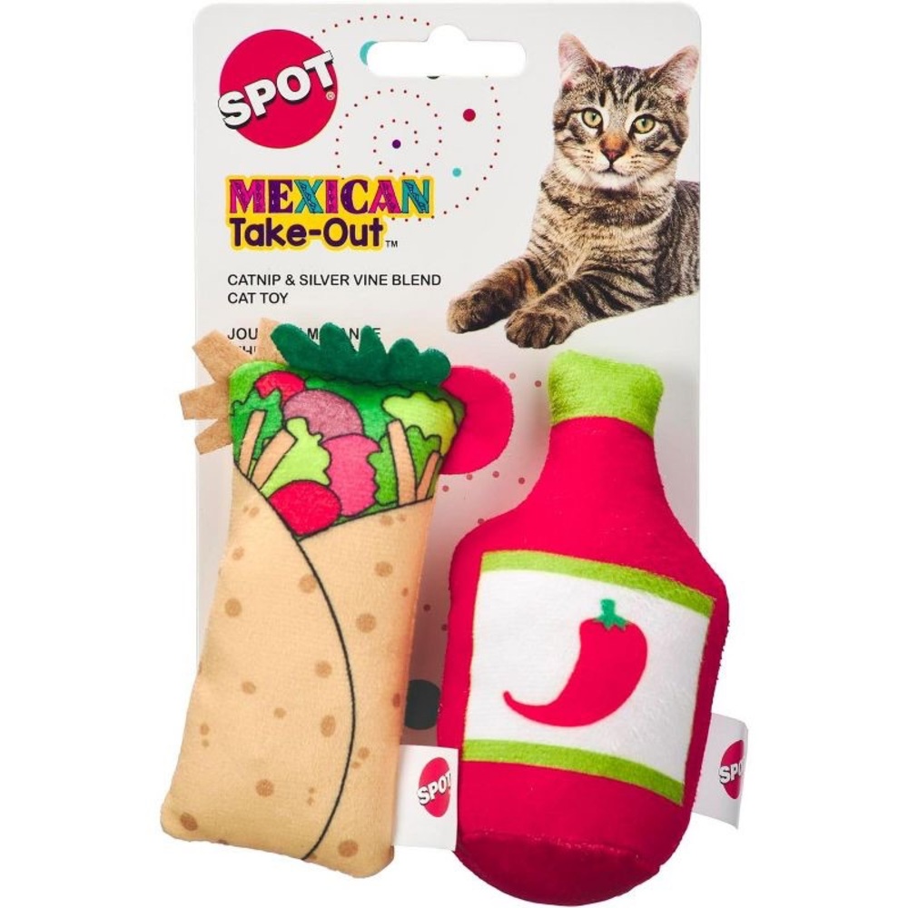 Spot Assorted Mexican Take Out Cat Toys, 2-Pack